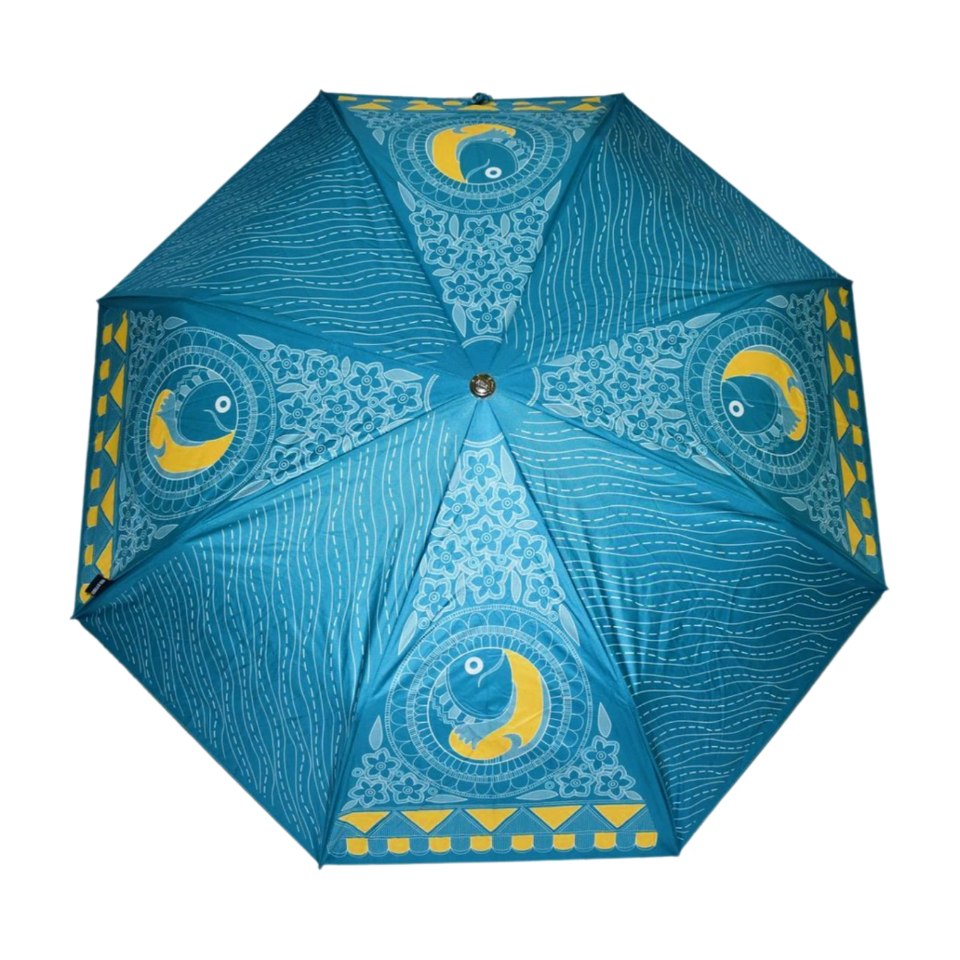3 Fold Madhubani print, 23 inches silver coated umbrella